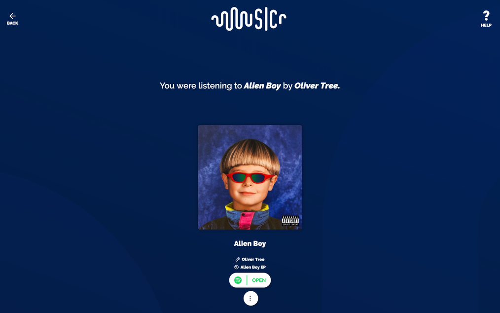 Screenshot of the app